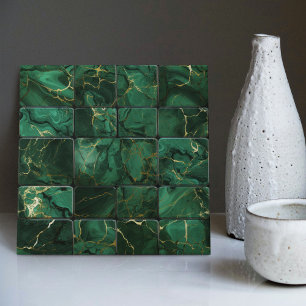 Emerald Green Wall Decor Modern Chic Mosaic Tile