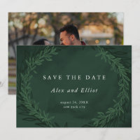 Emerald Green Watercolor Dramatic Save the Date