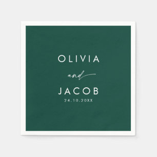 Emerald green watercolor floral Winter Wedding Napkin