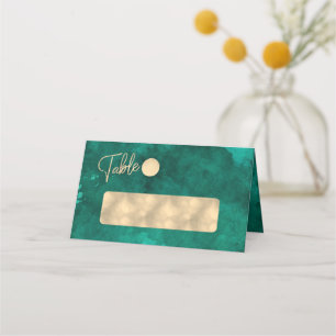 Emerald Green Watercolor & Gold Table Number Place Card