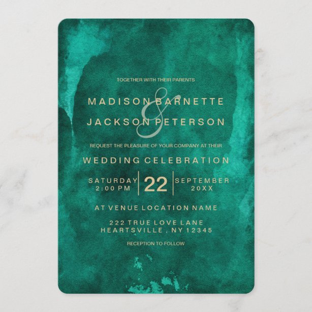 Emerald Green Wedding Invitations & Announcements Zazzle CA