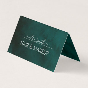 Emerald Green Watercolor Monogram Business Card 
