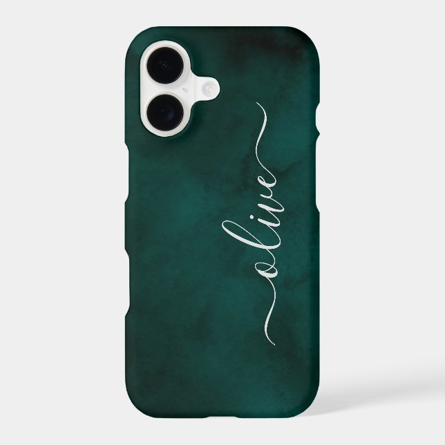 Emerald Green Watercolor Monogram Personalized (Back)