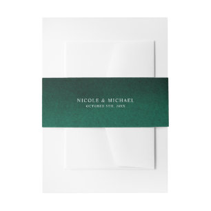 Emerald Green Watercolor Personalized Wedding Invitation Belly Band