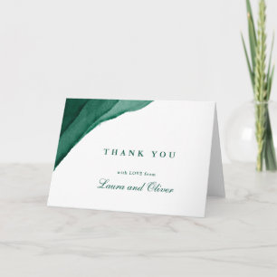 Emerald Green Watercolor Wedding Thank You Cards