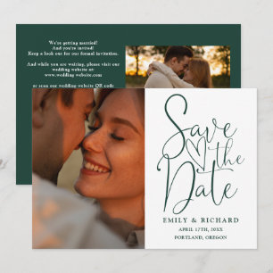 Emerald Green Wedding 2 Photo QR Code Script Save The Date