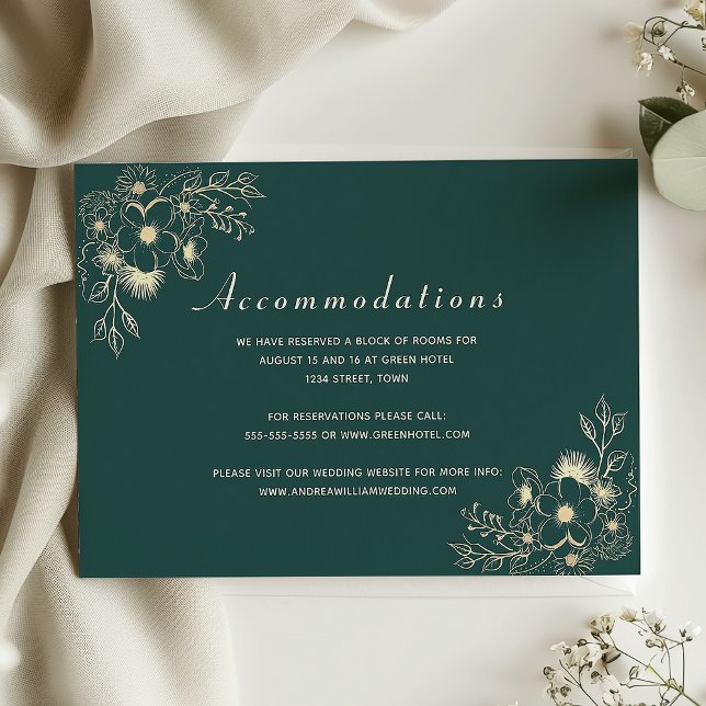 Emerald Green Wedding Accommodation Card (Creator Uploaded)