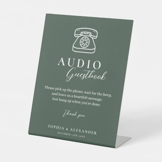 Emerald Green Wedding Audio Guestbook Sign (Front)
