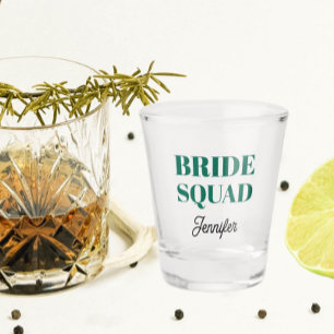 Emerald Green Wedding Bride Squad Personalized Shot Glass