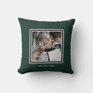 Emerald green wedding button throw pillow