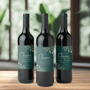 Emerald Green Wedding Cheers Wine Label