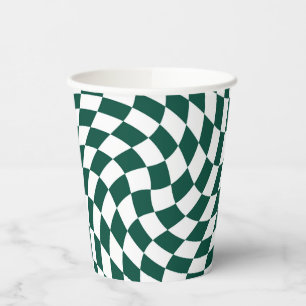 Emerald Green Wedding Collection Check Chequered Paper Cups