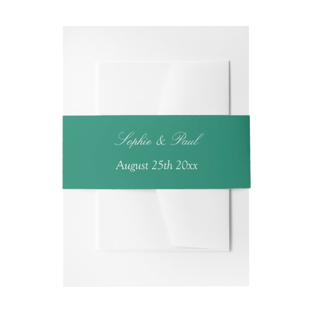 Emerald Green Wedding Invitation Belly Band (Front Example)