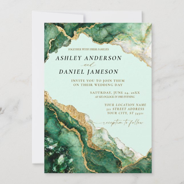 Emerald Green Wedding Invitation Design (Front)
