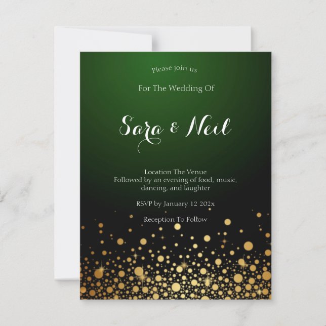  Emerald Green  Wedding Invitation popular  (Front)