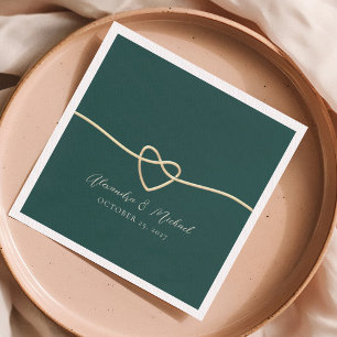 Emerald Green Wedding Napkins with Heart
