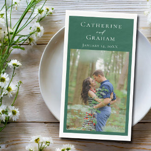 Emerald Green Wedding Personalized Photo Napkin