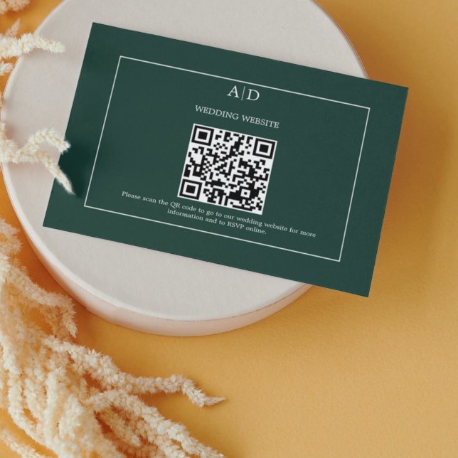 Emerald Green Wedding Qr Code Wedding Enclosure Card (Creator Uploaded)