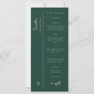 Emerald Green Wedding Thank You Placecard Menu