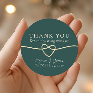 Emerald Green Wedding Thank You Sticker