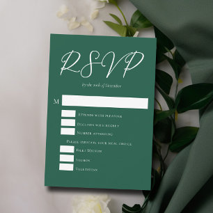 Emerald Green Wedding with Meal Choice RSVP Card