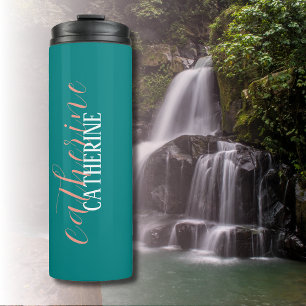 Emerald Green White Elegant Minimal Customized Thermal Tumbler