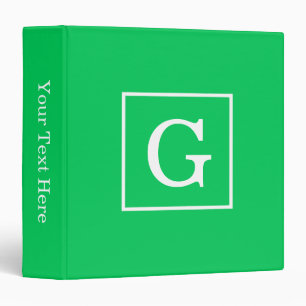 Emerald Green White Framed Initial Monogram Binder