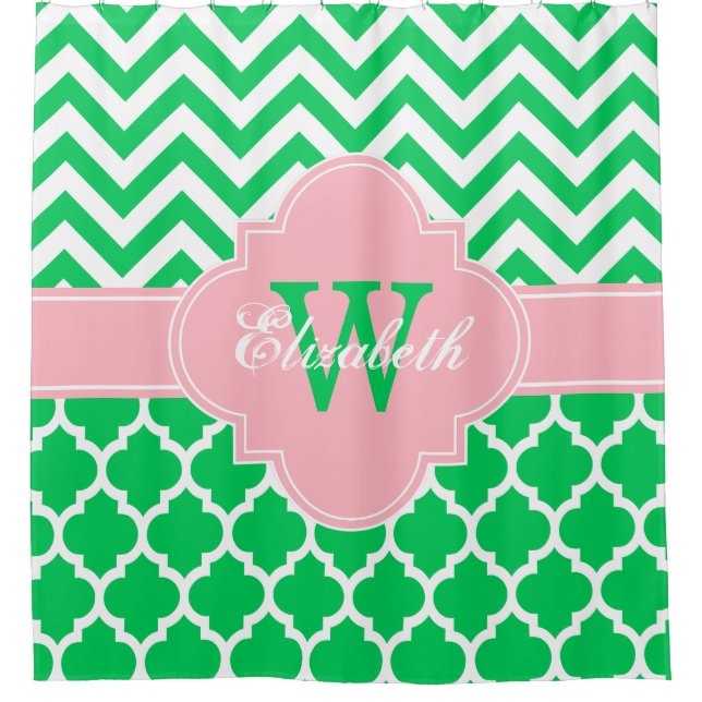 Emerald Green White Pink Moroccan #5 Chevron 1IQRN (Front)