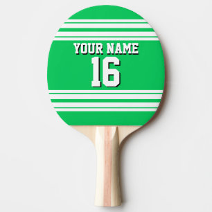 Emerald Green White Team Jersey Custom Number Name Ping Pong Paddle