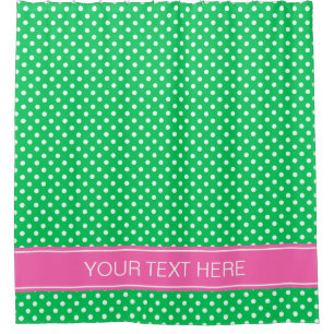 Emerald Green Wht Polka Dot Hot Pink Name Monogram