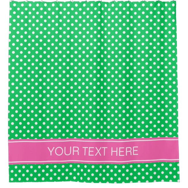 Emerald Green Wht Polka Dot Hot Pink Name Monogram (Front)