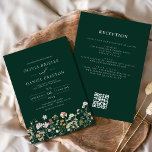 Emerald Green Wildflower All in One Wedding Invitation<br><div class="desc">Immerse your guests in the romance of nature with our Boho Wildflower Garden Wedding Invitation. Inspired by the beauty of untamed blooms, this invitation captures the essence of a free-spirited celebration. The enchanting design features delicate wildflowers dancing amidst lush greenery, setting the perfect tone for your garden wedding. The boho-chic...</div>