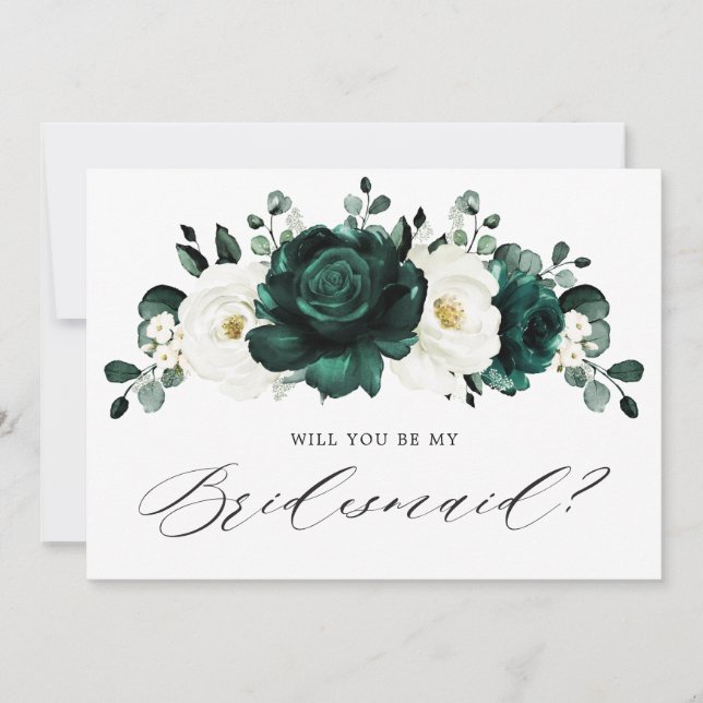 Emerald Green Will you be my Bridesmaid Invitation (Front)