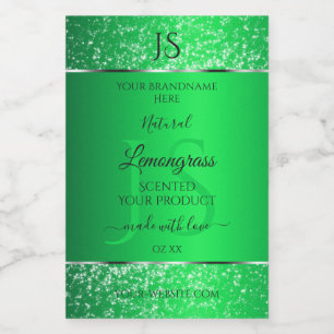 Emerald Green with Glitter Initials Product Labels