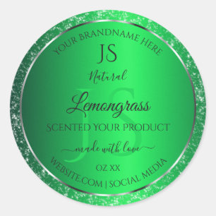 Emerald Green with Glitter Initials Product Labels