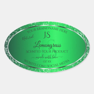 Emerald Green with Glitter Initials Product Labels