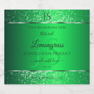 Emerald Green with Glitter Initials Product Labels