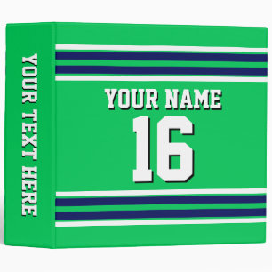 Emerald Green with Navy White Stripes Team Jersey Binder