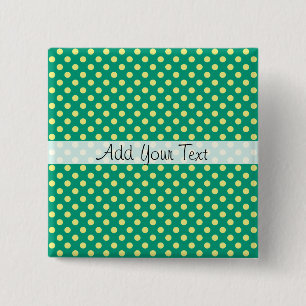 Emerald Green with Yellow Polka Dots by STaylor 2 Inch Square Button