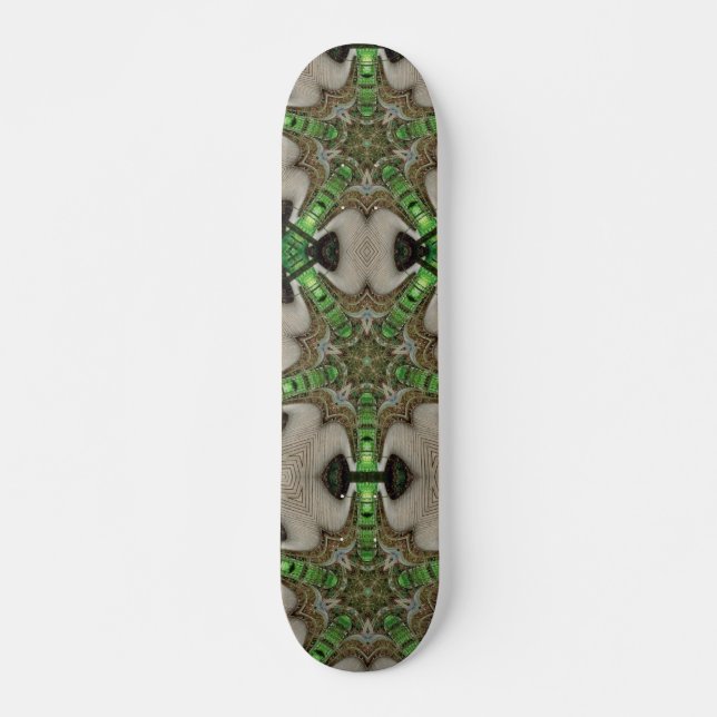 Emerald green wood abstract art skateboard (Front)