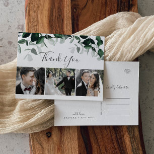 Emerald Greenery 3 Photo Thank You Postcard