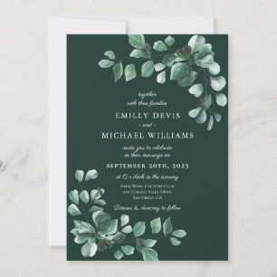Emerald Greenery All In One Wedding Invitation