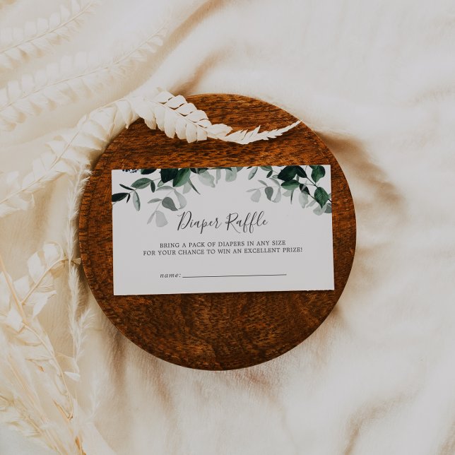 Emerald Greenery Baby Shower Diaper Raffle Enclosure Card (Creator Uploaded)