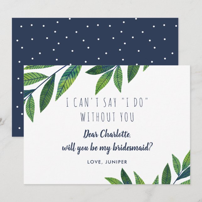 Emerald Greenery - Be My Bridesmaid Invitation (Front/Back)