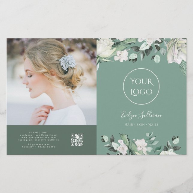 emerald greenery bifold brochure (Front)