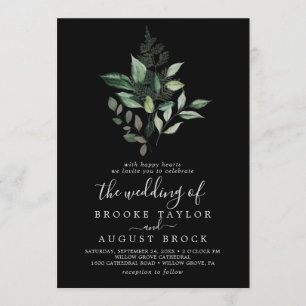 Emerald Greenery   Black The Wedding Of Invitation
