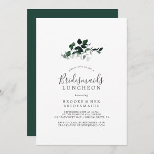 Emerald Greenery Bridesmaids Luncheon Invitation