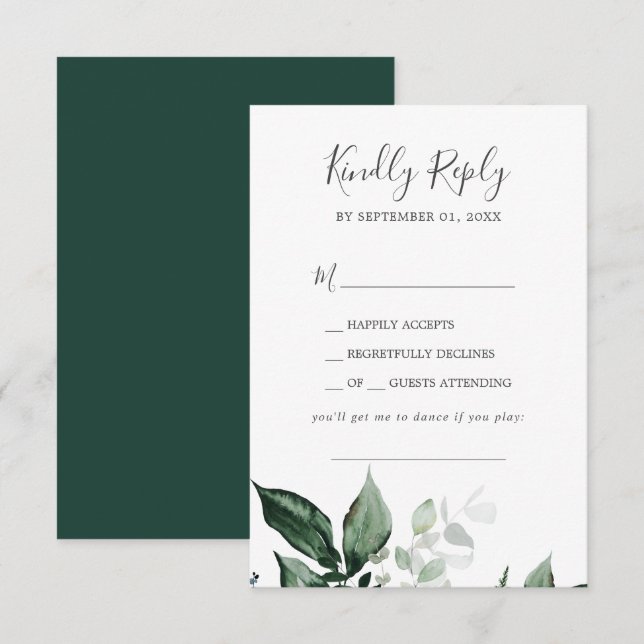 Emerald Greenery Chanson Demande de mariage Carte  (Devant / Derrière)