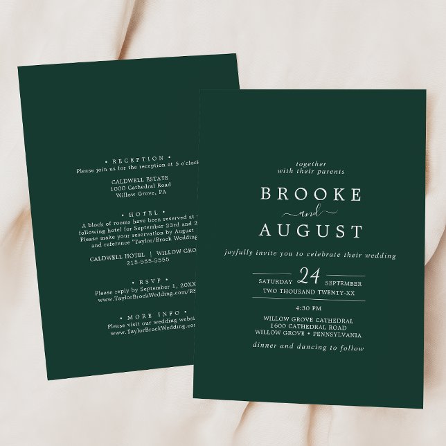 Emerald Greenery Coordinate All In One Wedding Invitation (Creator Uploaded)