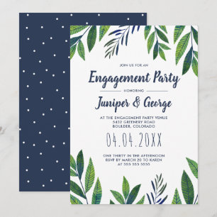 Emerald Greenery Engagement Party Invitation